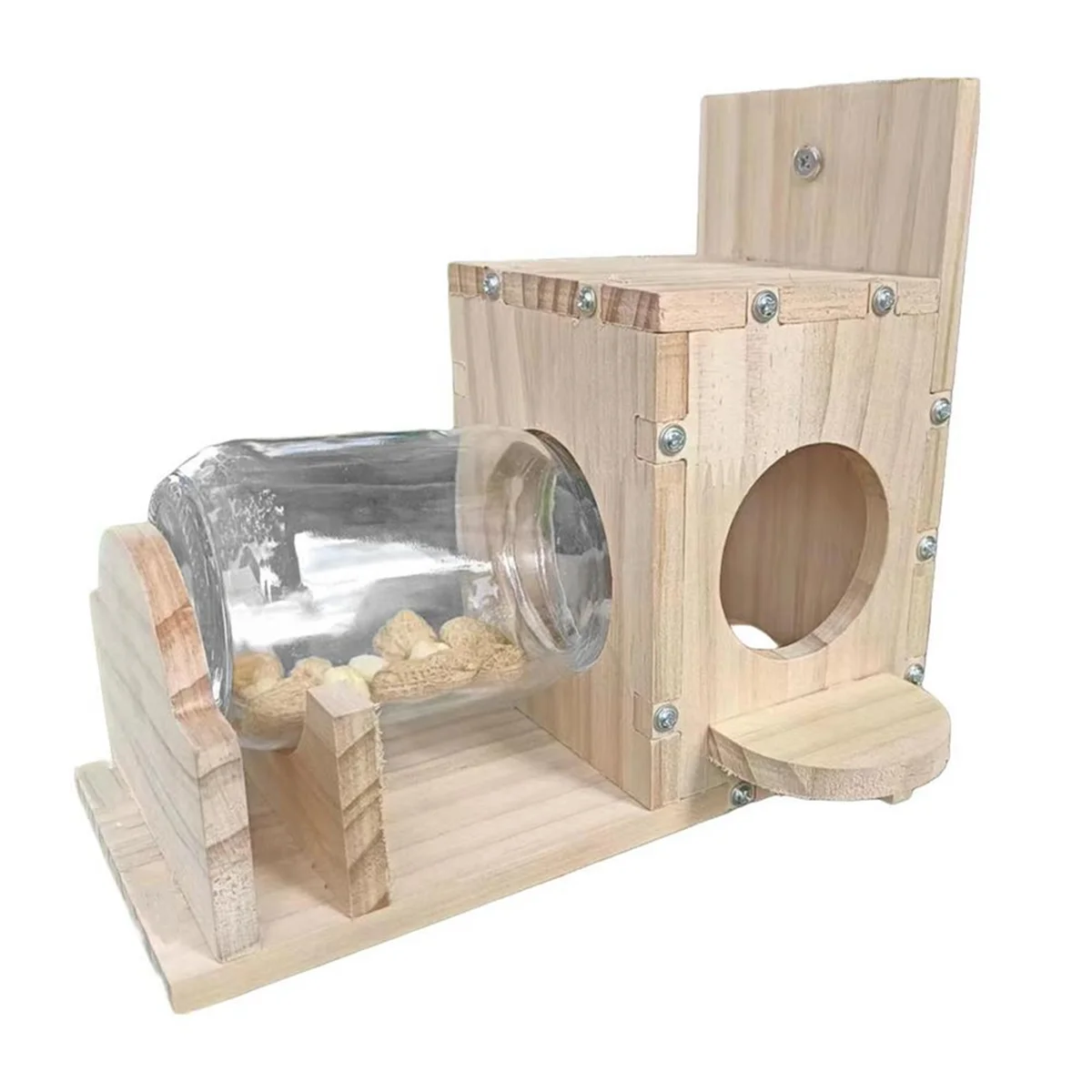 A59T Squirrel Feeding Box Food Container Wooden Squirrel Pet Food Storage Tools Squirrel Bird Feeder